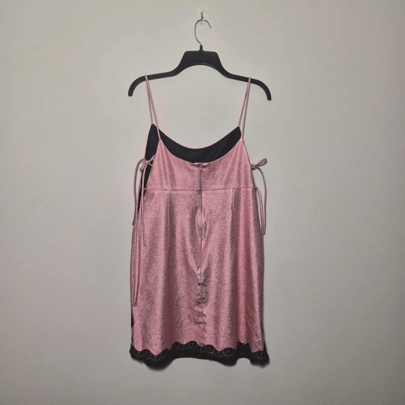 Anna Sui Bubble Gum Pink Whimsigoth Fairy Metallic Faux Leather Mini Dress US 12 - Picture 10 of 14
